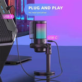 🎤 Microphone USB Professionnel RGB – Idéal pour Streaming, Gaming & Création de Contenu