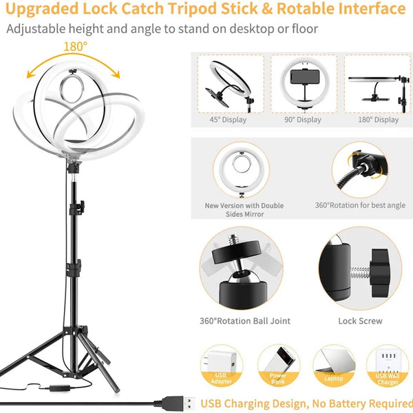 💡 Anneau Lumineux LED 10” – L’éclairage Idéal pour TikTok, YouTube & Streaming