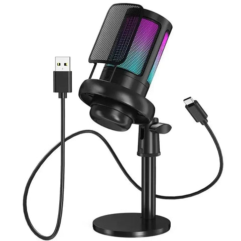 🎤 Microphone USB Professionnel RGB – Idéal pour Streaming, Gaming & Création de Contenu