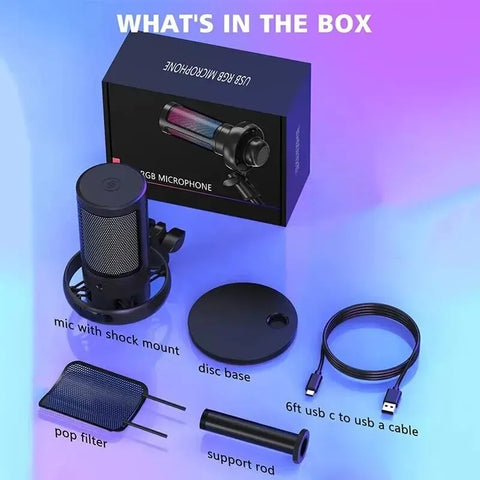 🎤 Microphone USB Professionnel RGB – Idéal pour Streaming, Gaming & Création de Contenu
